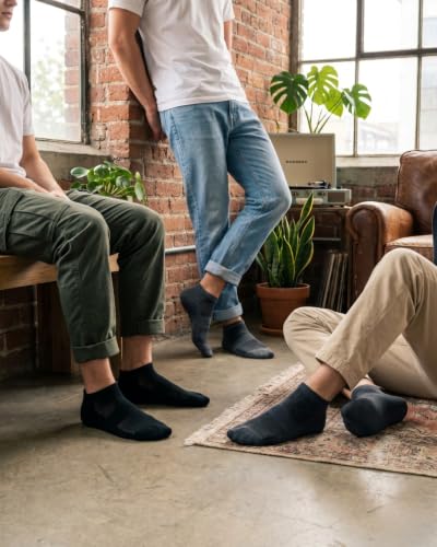 Image of BENKILS Bamboo Ankle Socks for Men & Women | Ultra-Soft, Odour-Free and Breathable | Padded Base and Anti-bacterial | 3X Softer than Cotton | Free Size Regular Socks.