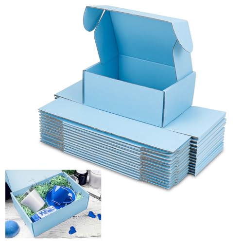 Memrita Cajas de envío pequeñas, 8 x 6 x 3 pulgadas, juego de 25 cajas de cartón corrugado, adecuadas para envío, almacenamiento de objetos pequeños y embalaje de regalos de regalo, color azul