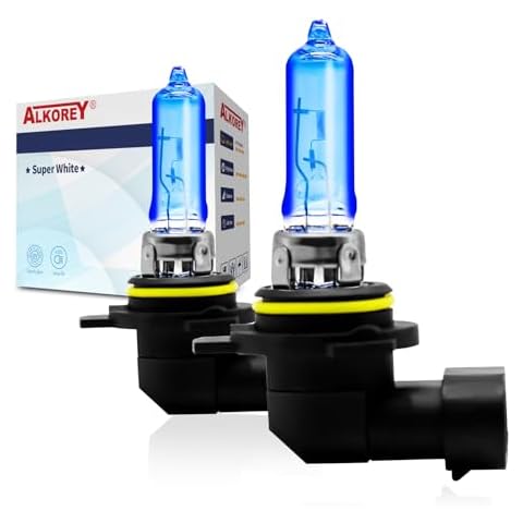 ALKOREY HIR2 9012 PX22D Car Headlight Bulb,12v 55w Super White 5000K Light,Auto Halogen Lamp,High Beam/Low Beam Replacement Bulb,2 PACK Cover