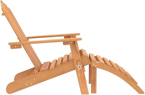 Miniatura 5 de Patio Adirondack Chairs with Footrests Solid Wood Acacia Outdoor Dining Set for Yard, Garden and Courtyard Furniture, Waterproof and Foldable