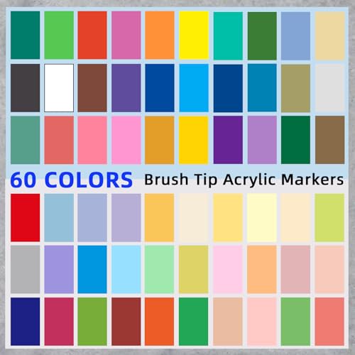Image of 60 Colors Acrylic Paint Pens, Soft Brush Tip, Quick Dry, Waterproof, Multi-Surface