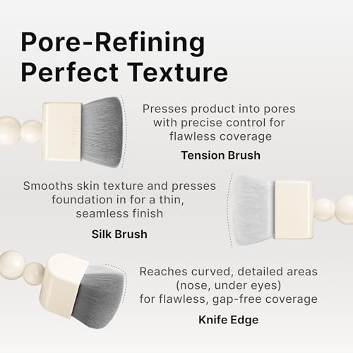 THE TOOL LAB Magnet Styler Pore Dual Brush, Liquid Foundation Brush, Professional Flat Top for Liquid and Cream Makeup, Buffing and Blending, Korean Makeup (1 Count)