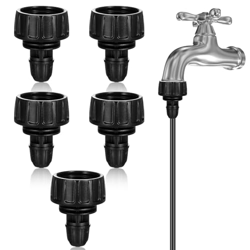 5 Packs 1/4 Inch Drip Irrigation Tubing to Faucet/Garden Hose Adapter Drip Irrigation Hose Connectors 3/4