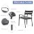 Soleil Jardin 5 Piece Outdoor Dining Set, Aluminum Patio Furniture Dining Set with Round Dining Table w/Umbrella Hole and 4 Stackable Chairs w/Cushions for Yard, Garden, Porch and Pool, Dark Gray