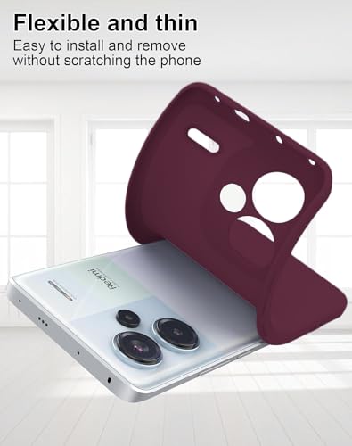 Image of DIZORO Compatible with Mi Redmi Note 13 Pro Plus 5G Back Cover with Upgraded Square Edges for Camera Protection Shockproof Flexible Matte Liquid Silicone Mobile Phone Case (Wine Red)