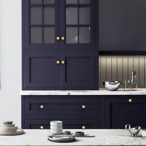 Image of Ravinte 15 Pack Brushed Brass Solid Kitchen Cabinet Knobs Zinc Alloy Door Knobs Cabinet Hardware Gold Dresser Drawer Handles Drawer Pulls with Screwdriver