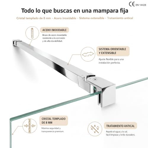 Miniatura 3 de Nebadoon Mampara Ducha Fija - Mamparas De Ducha Fija Con Cristal Templado 8 Mm Cristal Transparente Con Tratamiento Antical - Perfilería Plata Brillo 68 A 70 Cm Ancho Adaptable X 200 Cm Alto