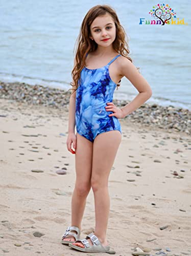Girls One Piece Swimsuitss Blue Marble Bathing Suit Swimwear Adjustable Shoulder Strap Cute Halter Surfing 7-8 Years #TOP2