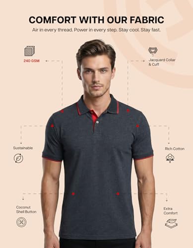 Image of Scott International Cotton Polo T Shirt | Collar Tshirts | Half Sleeves Plain T Shirt | T-Shirt |Tshirt for Men Stylish | Men's Tshirt
