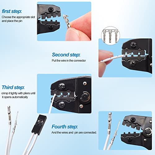 Taiss Ratcheting Wire Crimper Plier with 600PCS Dupont Connector Kit,SN