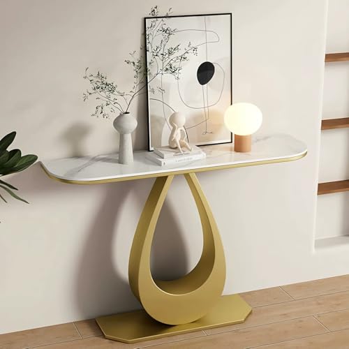 PQXQZ Mesa Consola Moderna Mesa de Entrada para Decoración del Hogar con Estructura Metálica Elemento Decorativo para La Sala de Estar para Recibidor o Vestíbulo(Gold,150x30x80)