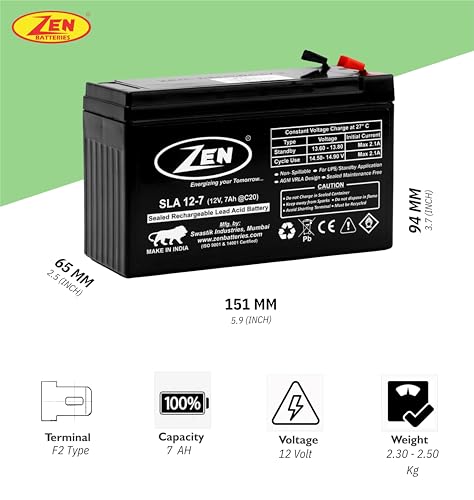ZEN 12V 7Ah SMF VRLA Battery | Solar Battery, Battery for UPS, Inverters, More Applications | Zen SLA 12-7 - Image 5
