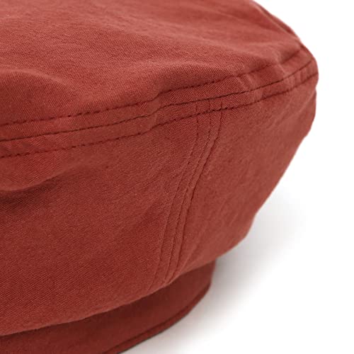 Undercontrol Bio Washed Cotton Classic Castro Octagonal Pattern Stylish Painter Beret Hat Unisex Hunting Cap Korea (Full Moon Red) #TOP4