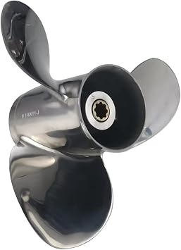 Xspeed Stainless Steel 3 Blades Outboard Propeller for 2-1/2" Gearcase Yamaha 9.9-20hp Engine,8 Spline Tooth,RH