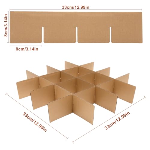 VQBKHO Zwei komplette Kartontrennwände (insgesamt 12 PCS),Stabile Kartontrennwände, geeignet für Umzugskartons, Gläser, Glasboxen, Geschirr und Vitrinen. Ideales Verpackungsmaterial.