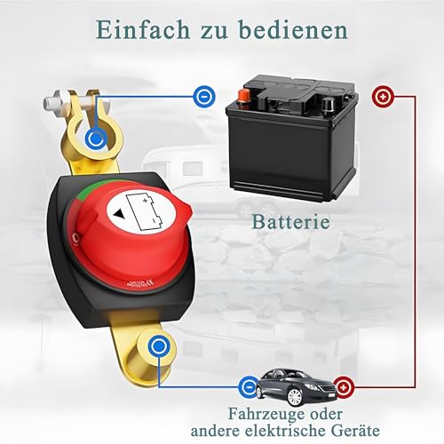 Batterie Trennschalter 12v mit Erhöhte Batteriepole, Batterietrennschalter12v-48v,Batteriehauptschalter,Trennschalter Wasserdicht,für Auto,Motorrad, Marine, Boat,Caravan,Yacht (A)