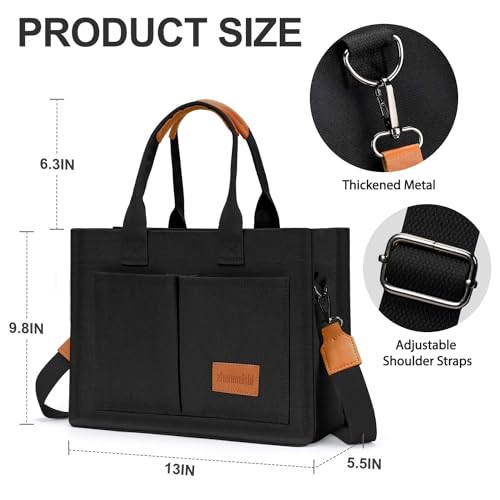 Image of Canvas Tote Bag for Women with Pockets Crossbody Bag Tote Shoulder Handbags Casual Work Bags Everything Tote Bag