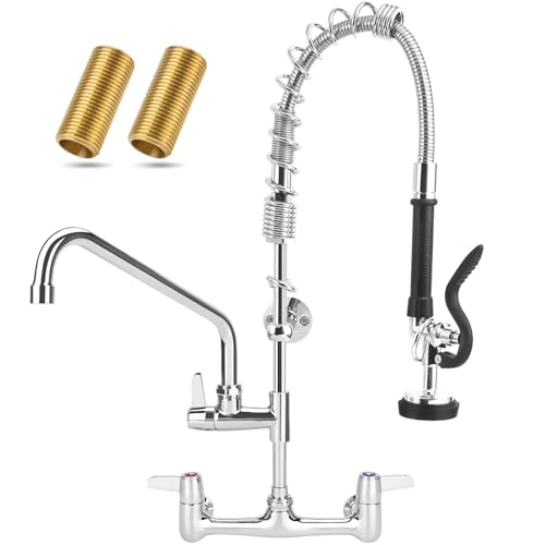 BZIMAK Commercial Wall Mount Faucet with Sprayer, 25