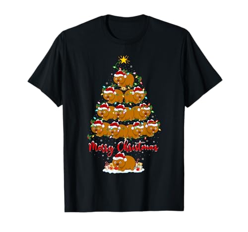 Wombat Xmas Lighting Santa Wombat Christmas Tree T-Shirt