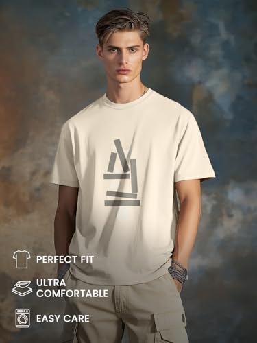 Image of Nobero 100% Cotton T Shirts for Men Stylish | Regular Fit | Graphic Printed T Shirts for Men 180 GSM Combed Cotton | Round Neck Half Sleeve