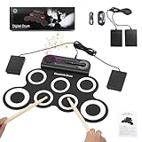 Haut-parleurs stéréo intégrés : ce set de batterie électrique dispose de haut-parleurs stéréo améliorés qui simulent un vrai kit de batterie avec volume réglable, offrant un effet de basse impressionnant. Partagez votre musique et votre créativité avec famille et amis pour une expérience musicale fière.