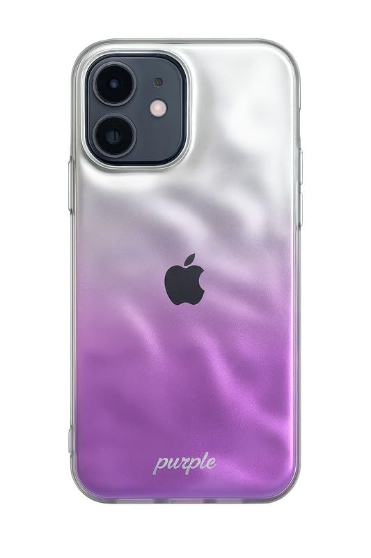 Image of COVERLY for iPhone 15 Pro Max Case - Trendy Ombre Dual Tone Lavender Aurora with Metallic Bezel | Holographic Glossy Gradient Back Cover | Shockproof Slim Fit Soft Silicone | Designer Case for Girls