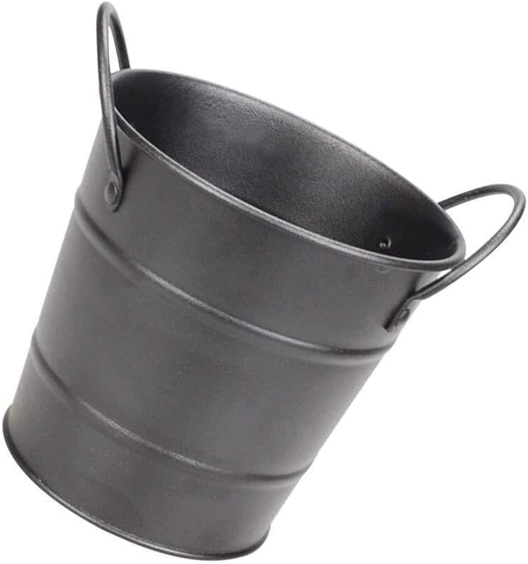 Mini Ice Bucket Two Handles Portable Black Metal Ice Container French Fries Buckets Pails for Bar Home Party