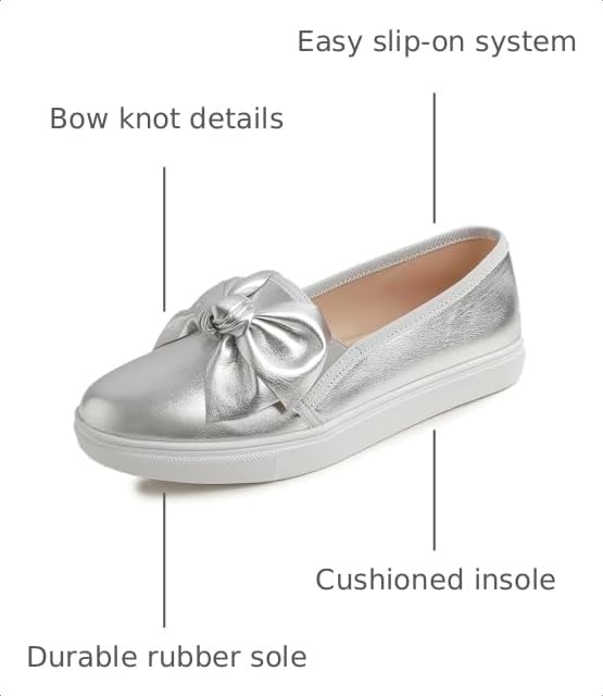 Image of FEVERSOLE Women's Casual Slip On Sneaker Fashion Bow Tie Loafer Flats