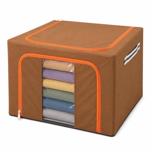 Image of DecorTwist Cloth Storage Organiser Box with Zipper Window | Foldable Wardrobe Storage | Dustproof & Stackable Style 15 (Style 8, Pack of 1)