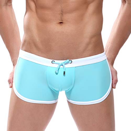 CaveHero Quick Dry Mens Swim Trunks Nylon Beach Swim Briefs with Inter-Lining (White, Medium)