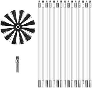 Foreverup Chimney Sweep Kit, 17Pcs Chimney Cleaning Brush Kit with 15 Nylon Bendable Rods 1 Brush Heads for Fireplace Sewage Pipe Fume Hood, for Dryer Duct Fireplace Chimney Cleaning Brush