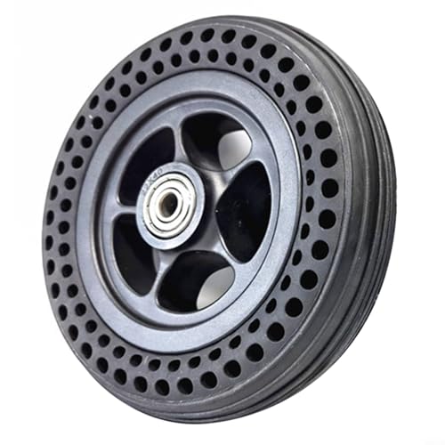 FUBESK Neumático sólido de 6 pulgadas con cubo de rueda de repuesto para silla de ruedas, scooter eléctrico de 6 x 1 1/4 de goma, plástico, negro, accesorios de repuesto de 150 x 150 x 33 mm (1