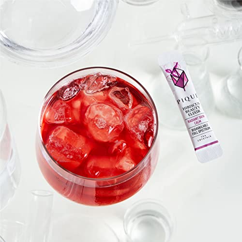 Pique Organic Hibiscus Tea Crystals - Powerful Antioxidants and Caffeine-Free Herbal Tea, Real Egyptian Flower for Glowing Skin - 28 Single Serve Sticks (Pack of 2)