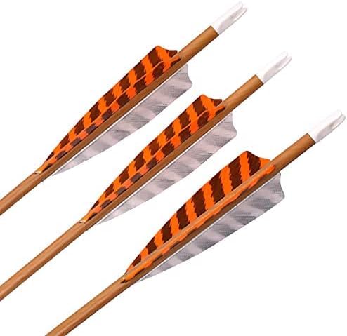 Elong 30" Archery Carbon Arrows Wood Camo Shaft Spine 600/700 Recurve Bows Turkey Feather Arrow