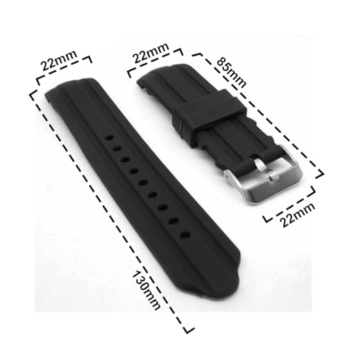 Image of DBLACK ''DEMALO'' Premium Silicone Watch Strap, Curved Ends Design, Petal Design at the Tip, Matte Finish Silicone Watch Belt / / For 20mm, 22mm, or 24mm Silicone Watch Band (Choose Your Size, Black)