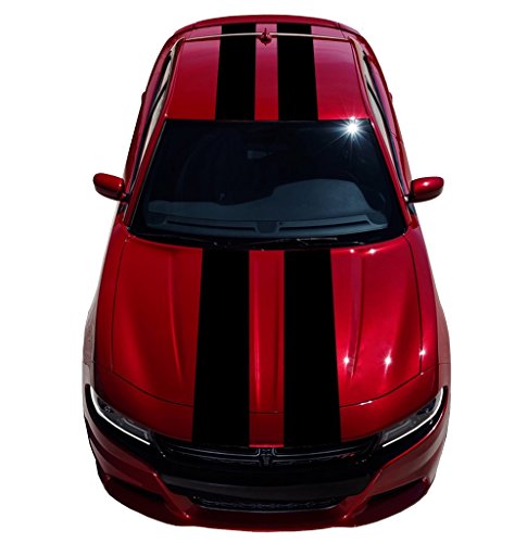 Clausen s World 12 Inch Double Center Vinyl Rally Racing Stripes, Fits Charger, Black
