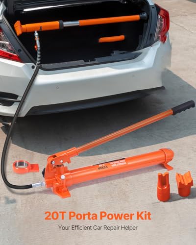 Image of VEVOR Porta Power Kit, 20 Ton Load, Portable Hydraulic Jack with 4.6 ft Extended Oil Hose, Comprehensive Accessories, Car Frame Repair Tool with Portable Storage Case for Automotive, Heavy Equipment