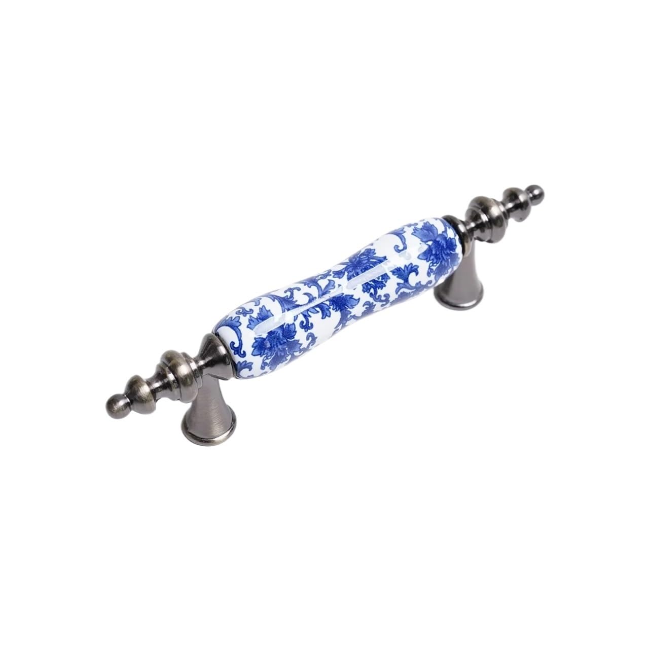 Qvorlth Vintage Cabinet Pulls 2PCS Chinese Style Ceramic Zinc Alloy Drawer Pull Handles Hole Spacing Wardrobe Dresser with Screws(201-WF704-2pcs)