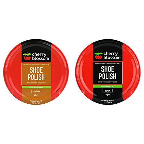 Cherry Blossom Shoe Polish Light Tan 40g & Black Shoe Polish, 40g