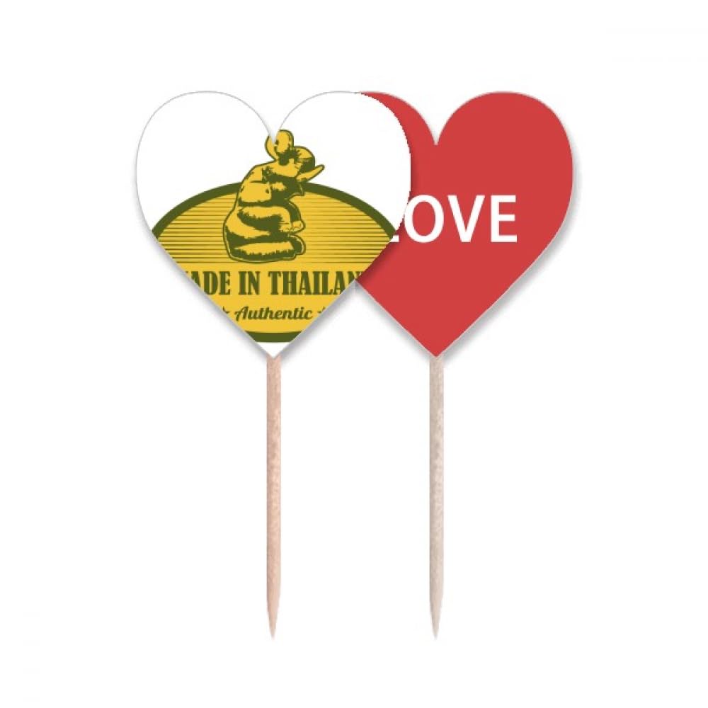 Cure-dents Drapeau Thaïlande Cupcake Pick avec Étiquette Coeur pour Buffet Asiatique