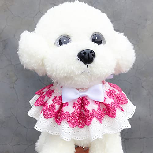 KUTKUT Dog Cat Bandana, Layered Collar Nobel Pet Bowknot Lace Bib Neckerchief Necklace, Washable Bow Pet Scarf Accessories for Cats Dogs (Size: L, Adjustable Neck: 30 cm - 35 cm) (B09NP12RCP) Amazon Price History, Amazon Price Tracker
