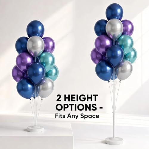 Image of Balloon Column Stand Kit with Balloons, Base and Pole, Balloon Column Kit for Floor or Table Backdrop Decoration for Party Wedding Baby Shower Birthday Graduation (Mermaid)