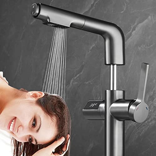 Robinet de lavabo à affichage numérique eau chaude eau froide avec mitigeur pivotant