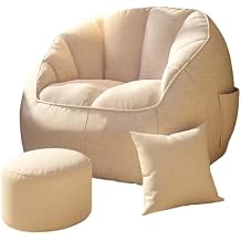 Lazy Bean Bag Sofa Chair with Backrest | Single Floor Lounge Seat for Bedroom | Soft Small Recliner Sofa for Sitting Lying Sleeping | Comfortable Space-Saving Seat for Compact Rooms