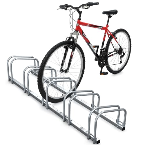 vounot® Râtelier Vélo 5 Vélos Range Vélo Système Range Vélo Rangement pour Vélo Support pour Bicyclette Sol ou Mural en Acier Revêtu Support de Rangement Vélo...