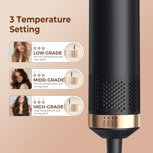 Image of 5 in 1 Blow Dryer Brush Set, Detachable Hot Air Styler & Hair Dryer Brush for Women, Blowout Brush with Auto Wrap Curling Iron, Smoothing Brush & Round Brush Volumizer for All Hair Types