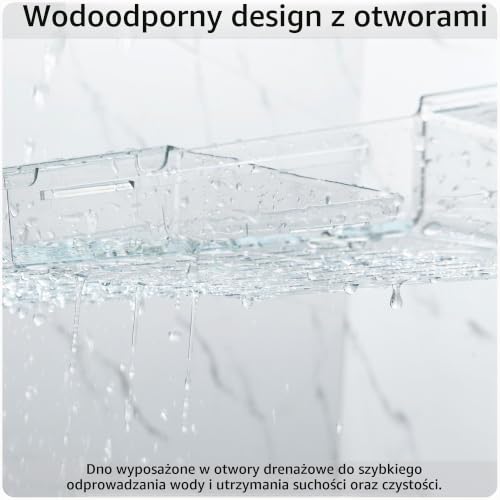 Koelaa Regulowana taca do wanny, taca do wanny z otworami odpływowymi, tacki do wanny, akcesoria łazienkowe, wysuwane tacki do wanny z antypoślizgowym silikonem, przezroczysta