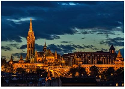 Wee Blue CooPhoto Cityscape Landmark Matthias Church Budapest Wall Art Print