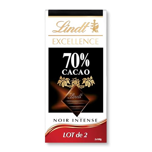 Lindt - Lot de 2 Tablettes EXCELLENCE Noir 70% Cacao - Chocolat Noir, 2x100g