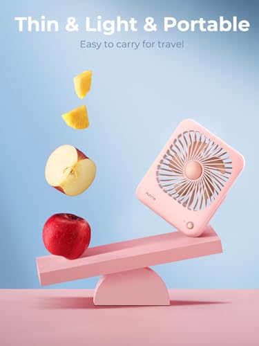 Funme® Tischventilator Batterie Klein USB Ventilator Leise, Tragbarer Aufladbar 3000 Akku Ventilatoren mit 3 Geschwindigkeiten für Makeup Camp, Büro, Bibliothek und Zuhause - Roségold 3